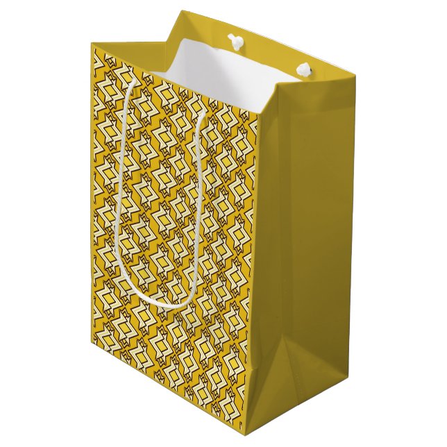 Art Deco Tapetmönster, Senapsguld (Framsidan Vinklad)