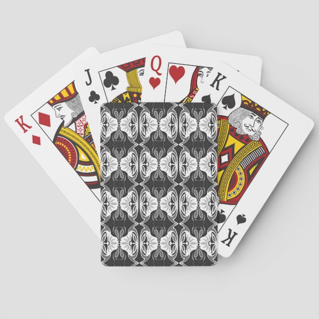 Art Deco tapetmönster - svart och vitt Spel Kort (Baksidan)