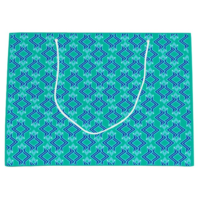 Art Deco Tapetmönster, Turkos och Kobolt (Framsidan)
