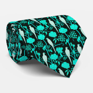 ART DECO TEAL BLÅA BLOMMOR,VITDELAR PÅ SVART  SLIPS