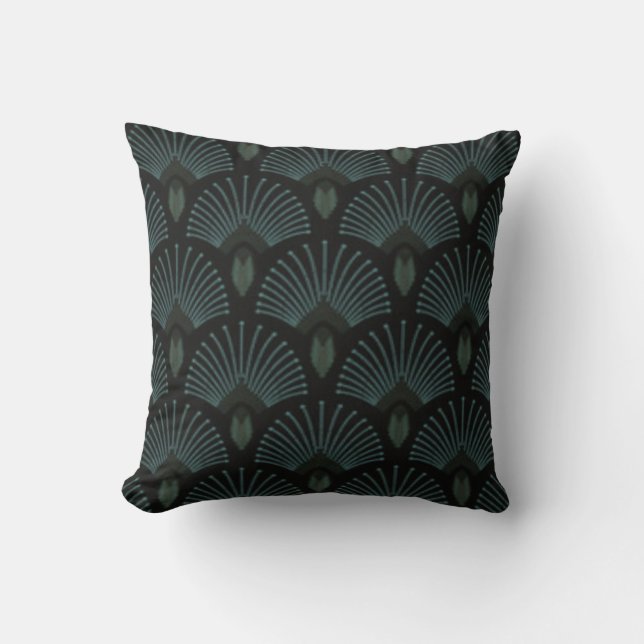 Art Deco Teal Feather/Fläkt Design Dekorativ kudde (Framsida)