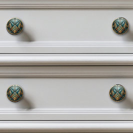 Art Deco Teal Guld Art nouveau Knopp