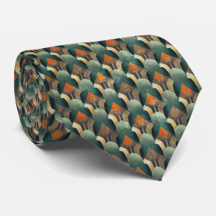 Art Deco Teal & Guld Geometriskt Mönster (2) Slips