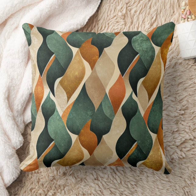 Art Deco Teal & Guld Geometriskt Mönster (4) Kudde (Filt)