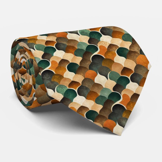 Art Deco Teal & Guld Geometriskt Mönster (5) Slips (Rullad)