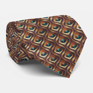 Art Deco Teal & Guld Geometriskt Mönster (8) Slips