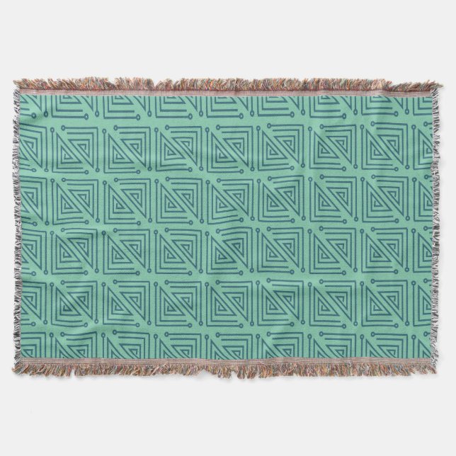Art Deco Teal Mazes Filt (Framsidan)