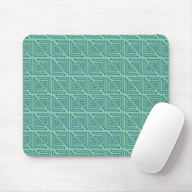 Art Deco Teal Mazes Musmatta (Med mus)
