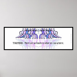 Art Deco Teamwork Motivational Banner (plum,Blue) Poster