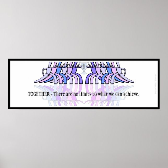 Art Deco Teamwork Motivational Banner (plum,Blue) Poster (Framsidan)