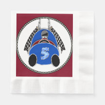 Art Deco Tecknad Stil Blue Tävling Car