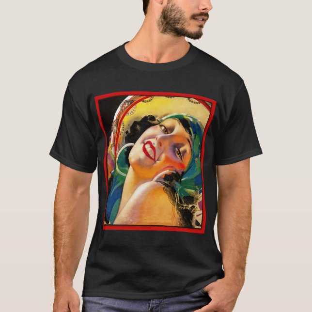 Art deco teckning i en flapper t shirt (Framsida)