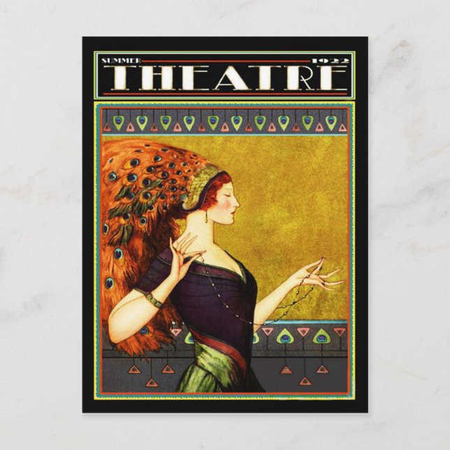 Art Deco Theater Magazine 1922 Vykort (Framsida)
