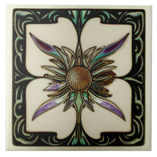 Art Deco Thistel Wall Decor Art nouveau Kakelplatta