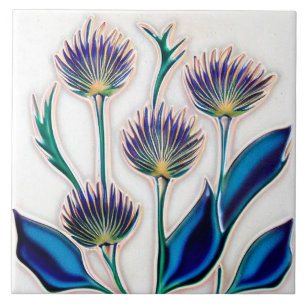 Art Deco Thistel Wall Decor Art nouveau Kakelplatta