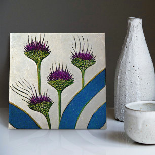 Art Deco Thistle Wall Decor Art nouveau Ceramic Ce Kakelplatta