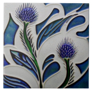 Art Deco Thistle Wall Decor Art nouveau Ceramic Ce Kakelplatta