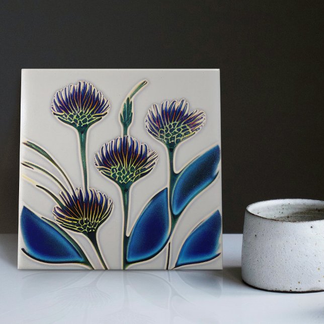 Art Deco Thistle Wall Decor Art nouveau Ceramic Ti Kakelplatta (Skapare uppladdad)
