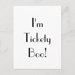 Art Deco Tickety Boo Typography Vykort