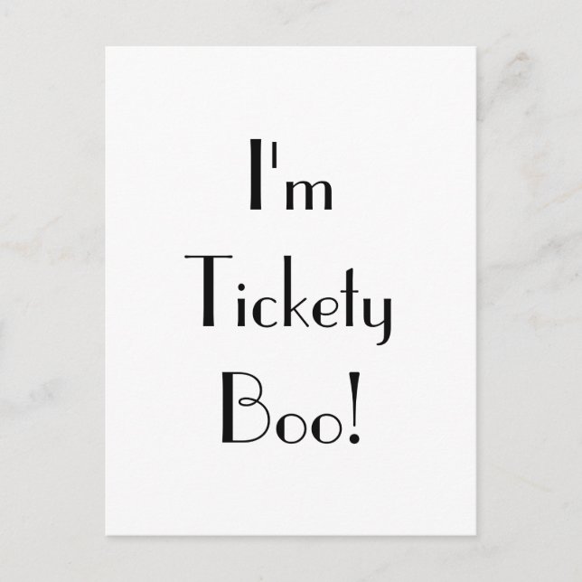 Art Deco Tickety Boo Typography Vykort (Framsida)