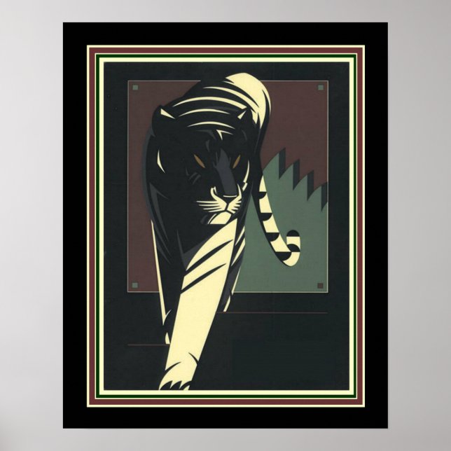 Art Deco Tiger Skriv ut 16 x 20 Poster (Framsidan)