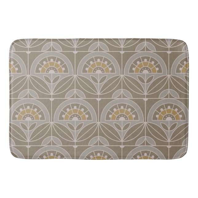 Art Deco Tile-Blommigt (evergreen dimme) Badrumsmatta (Framsidan)