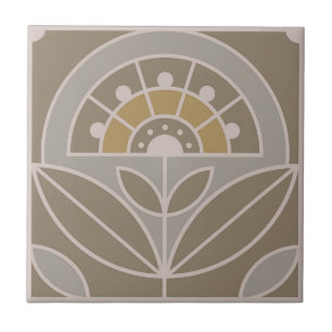 Art Deco Tile-Blommigt (evergreen dimme) Kakelplatta
