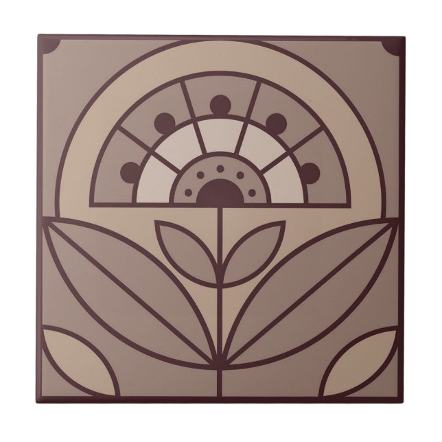 Art Deco Tile-Blommigt (mandelfrost) Kakelplatta (Framsidan)