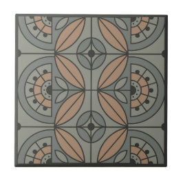 Art Deco Tile-Blommigt (sten bäck och sandal) Kakelplatta