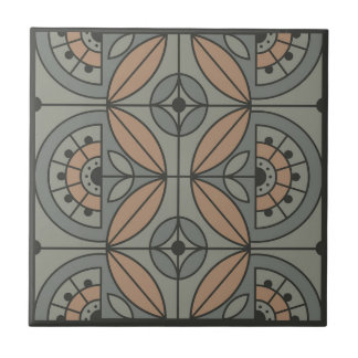 Art Deco Tile-Blommigt (sten bäck och sandal) Kakelplatta