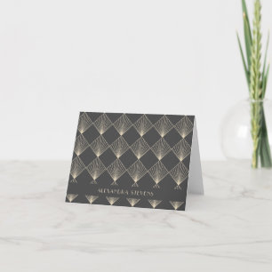 Art Deco Tile Line Art i Personligen Black Guld Anteckningskort