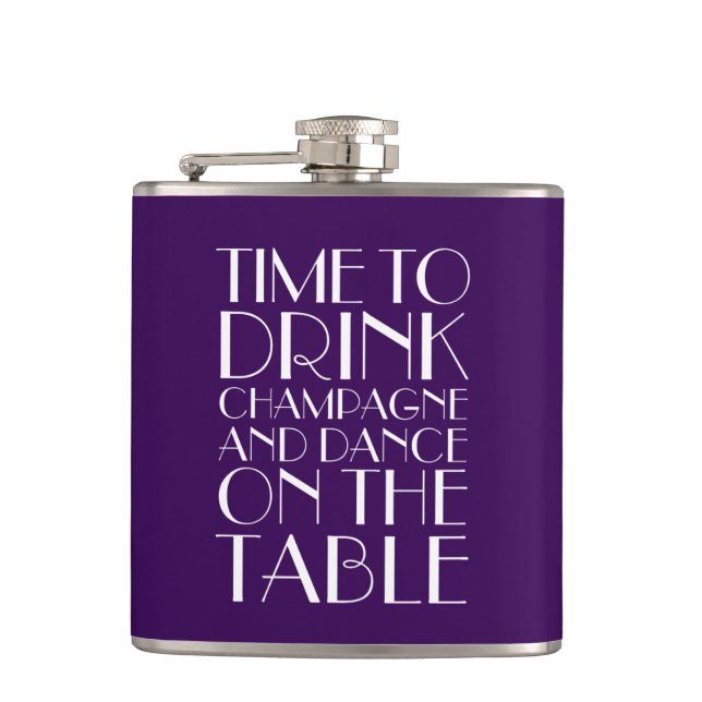 Art Deco Time to Drink Champagne Lila Flask Fickplunta (Framsidan)