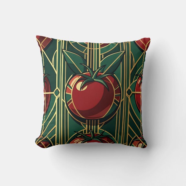 Art Deco Tomatmönster Kudde (Framsida)