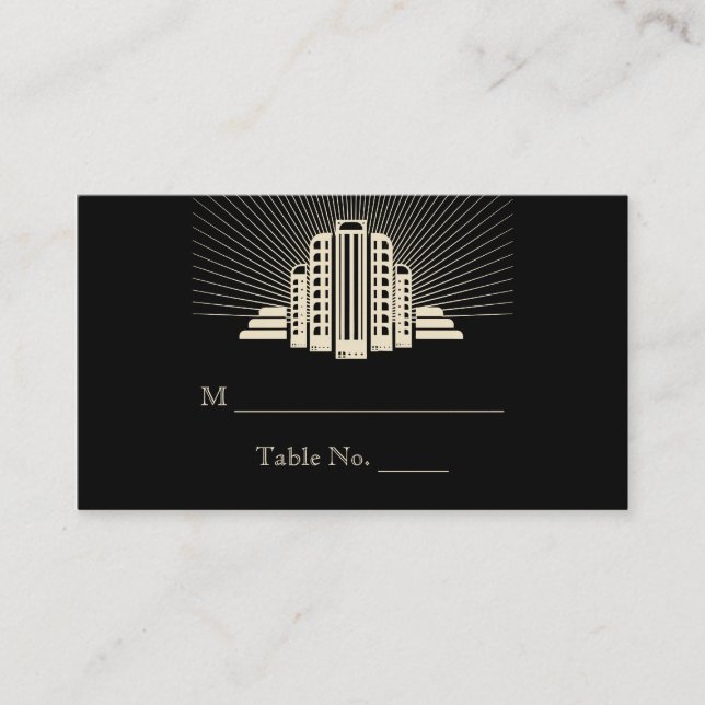 Art Deco Torn Ray Bröllop Place Card Placeringskort (Framsida)
