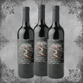  Art Deco-trädet Livets träd-designen.  Vinflaska Etikett