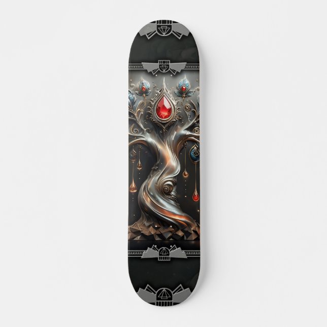 Art Deco-trädet Livsdesignen. Mini Skateboard Bräda 18,5 Cm (Framsida)