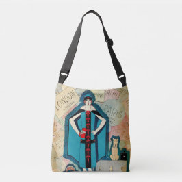 Art Deco Travel Älskare Crossbody Bag Axelväska