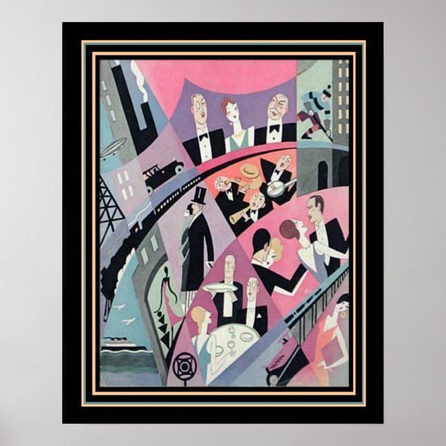 Art Deco Travel/underhållning Skriv ut 16 x 20 Poster (Framsidan)