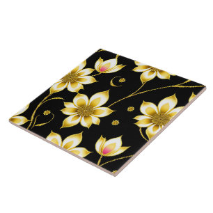 Art Deco Trendig Black Guld Collection Kakelplatta