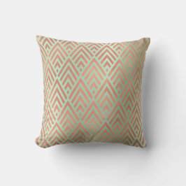 Art Deco Triangle Geometry Mint Grönt Ro Diamond Kudde