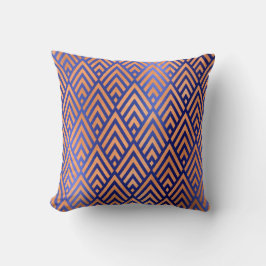 Art Deco Triangle Geometry Warm Copper Cobalt Blu Kudde