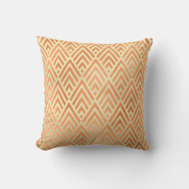 Art Deco Triangle Geometry Warm Guld Copper Gult Kudde