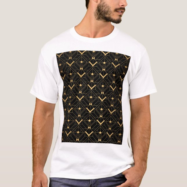 Art Deco Triangle: Luxury Mönster. T Shirt (Framsida)
