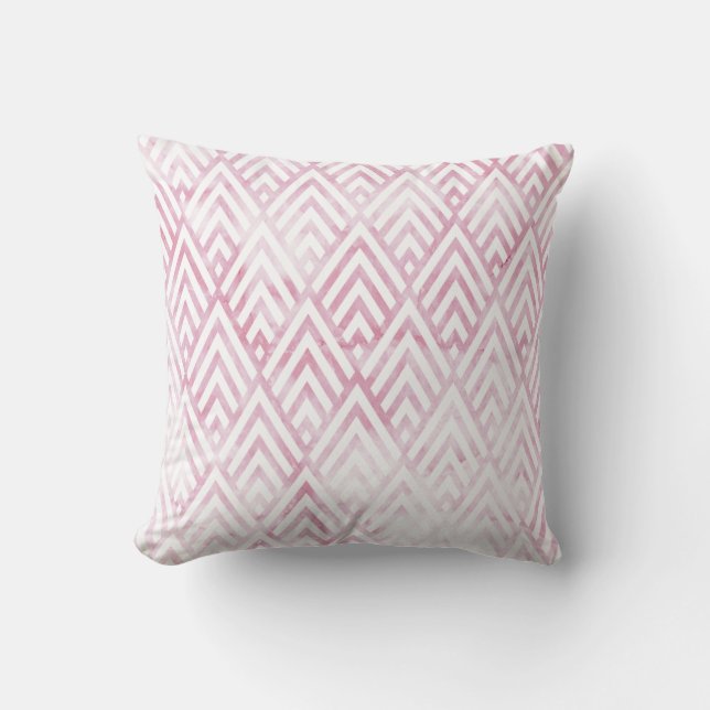 Art Deco Tribal Rosa White Geometry Marble Stone Kudde (Framsida)