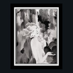 Art Deco Tropical Girl Poster<br><div class="desc">Stunning 1934,  Art Deco,  Tropical Girl skriver ut i neutralt svart,  vitt och grått. 11x14 visas här. Finns i andra standardstorlekar.</div>