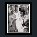 Art Deco Tropical Girl Poster<br><div class="desc">Stunning 1934,  Art Deco,  Tropical Girl skriver ut i neutralt svart,  vitt och grått. 11x14 visas här. Finns i andra standardstorlekar.</div>