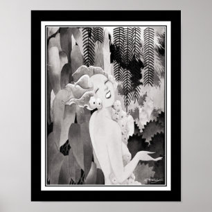 Art Deco Tropical Girl Poster