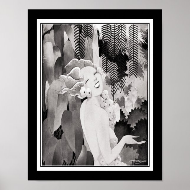 Art Deco Tropical Girl Poster (Framsidan)