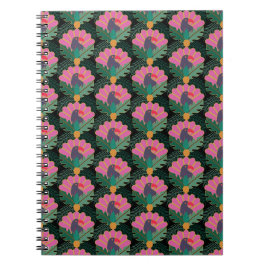 Art Deco Tropical Toucans och ananas Anteckningsbok