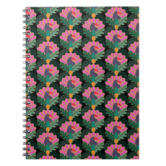 Art Deco Tropical Toucans och ananas Anteckningsbok